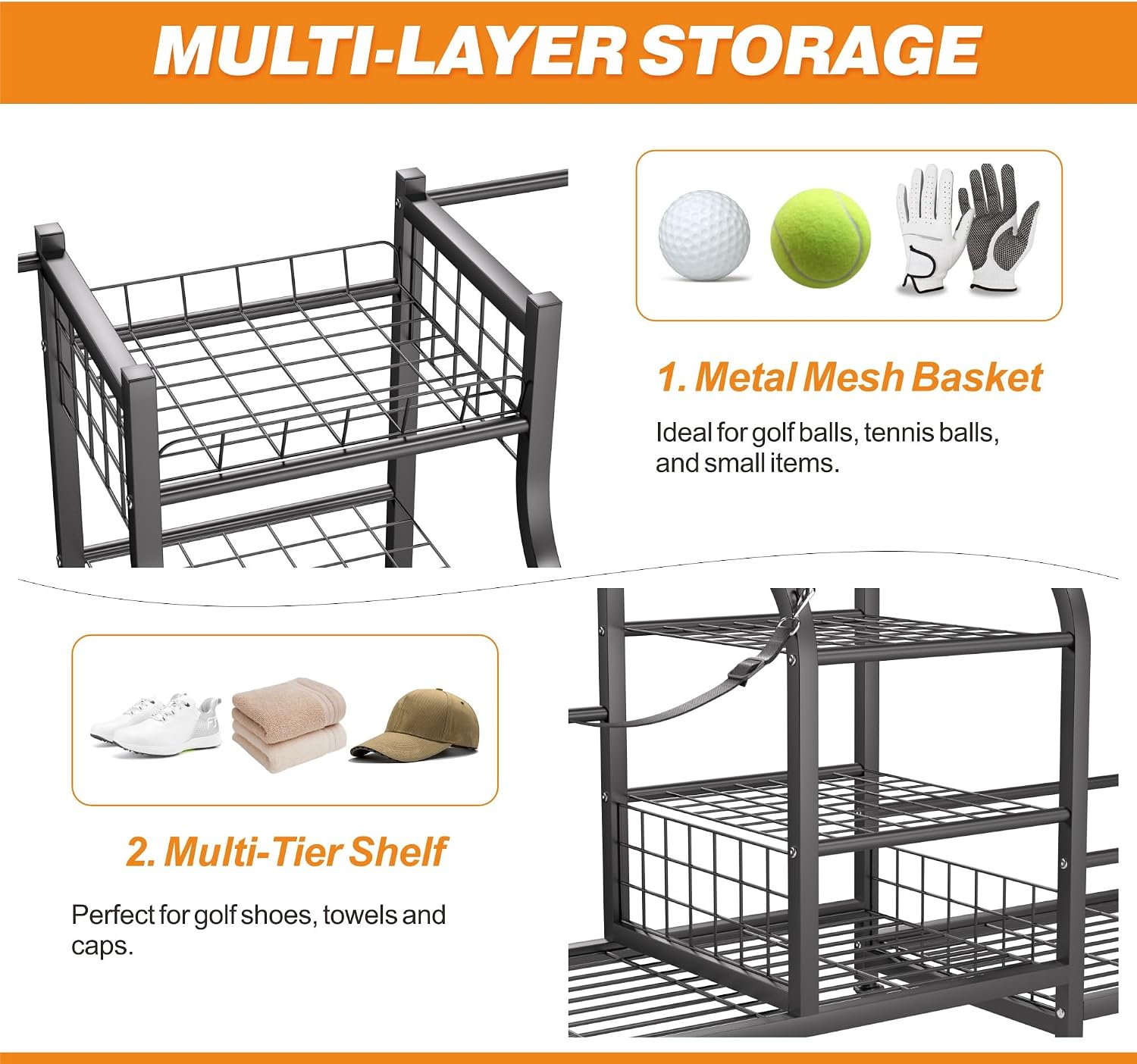 Golf Bag Storage Rack Organize - Golf Equipment Garage Storage ulasan dan harga