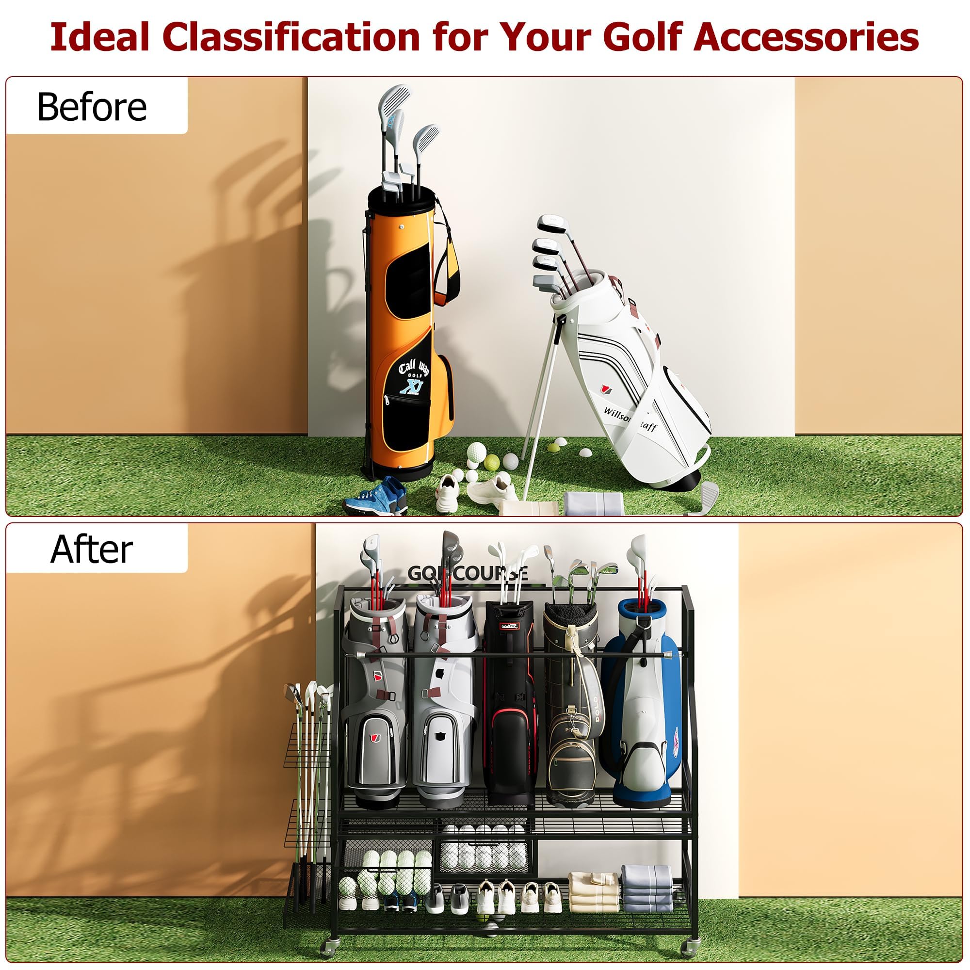 Golf Bag Storage Organizer for - Golf Equipment Garage Storage ulasan dan harga