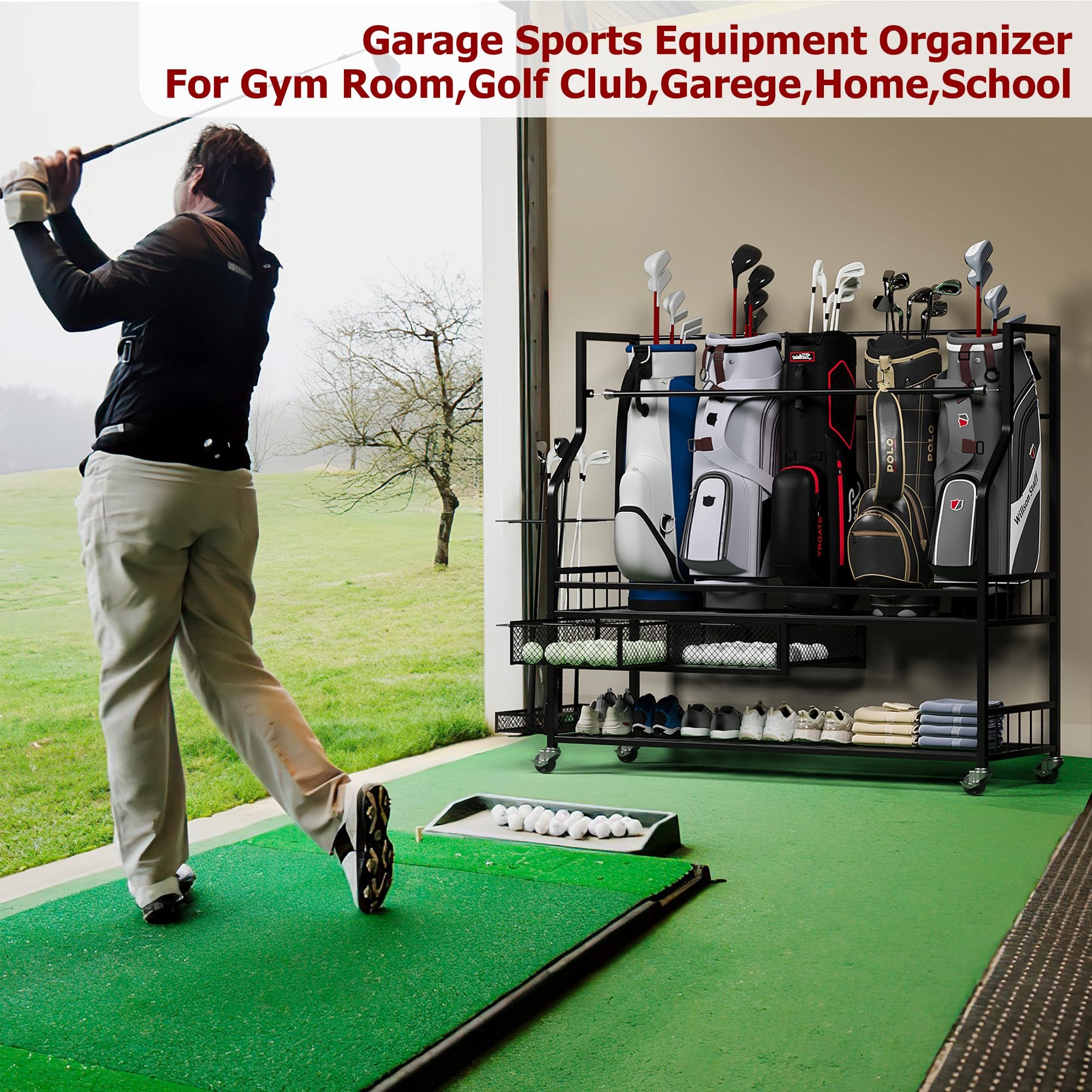 Golf Bag Storage Organizer for - Golf Equipment Garage Storage ulasan dan harga